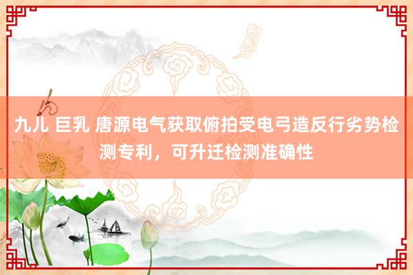 九儿 巨乳 唐源电气获取俯拍受电弓造反行劣势检测专利，可升迁检测准确性