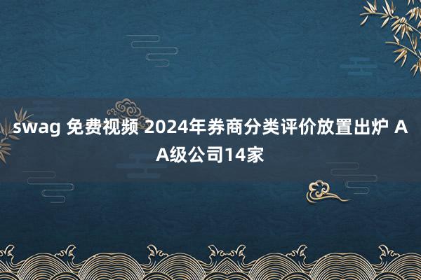 swag 免费视频 2024年券商分类评价放置出炉 AA级公司14家