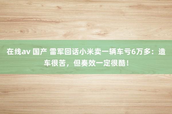 在线av 国产 雷军回话小米卖一辆车亏6万多：造车很苦，但奏效一定很酷！